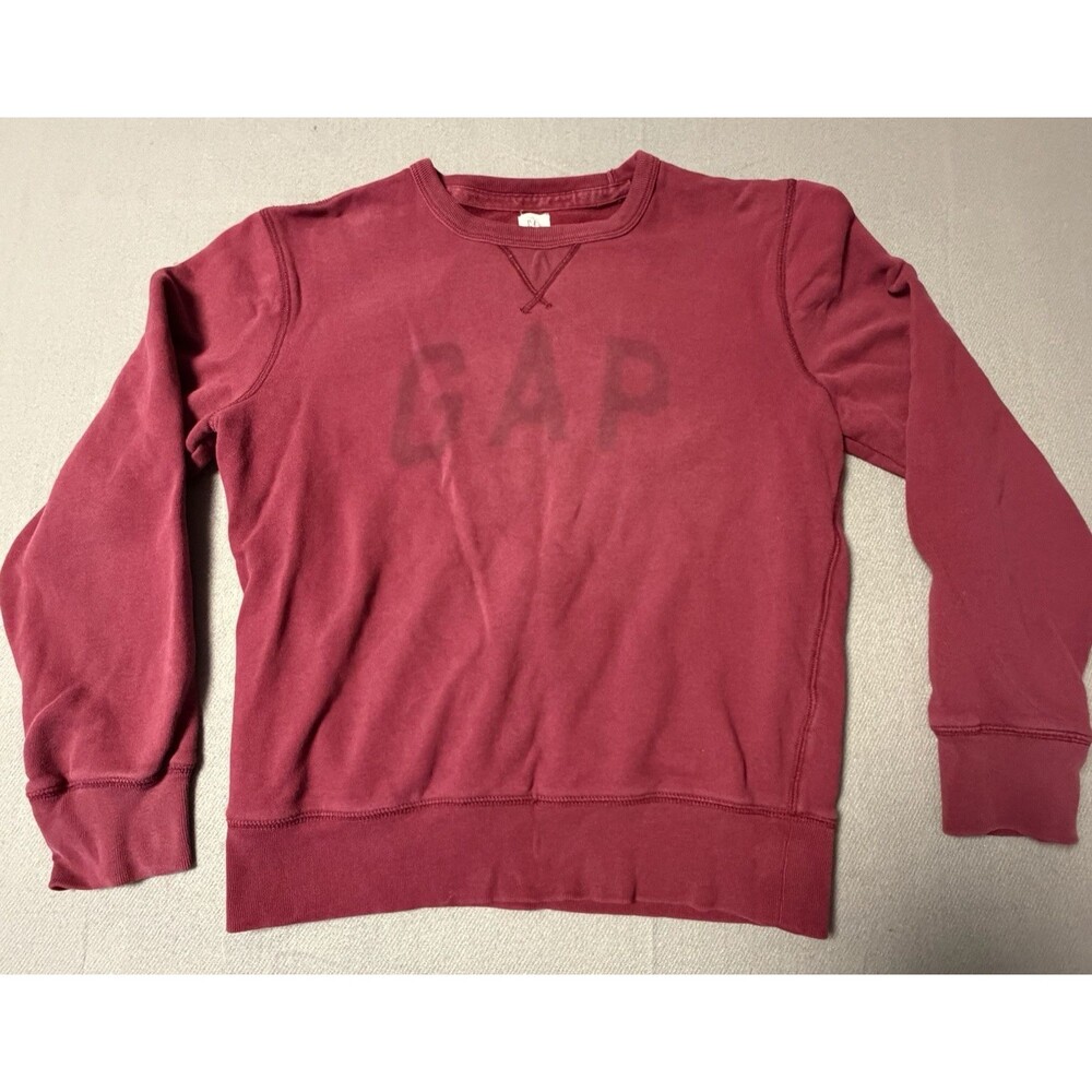 GAP Crewneck Sweatshirt Mens Small Burgundy Red Faded Logo Vintage Look